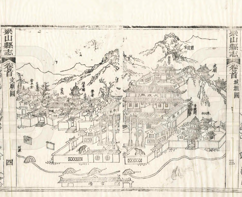 图6 梁山文庙图(取自:清光绪《梁山县志》)