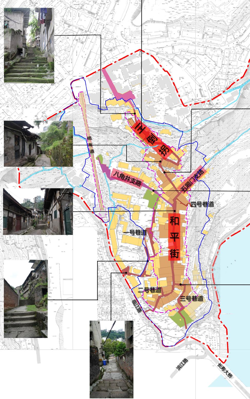 图八 三倒拐历史街区街巷分布图 重庆市规划研究中心制作